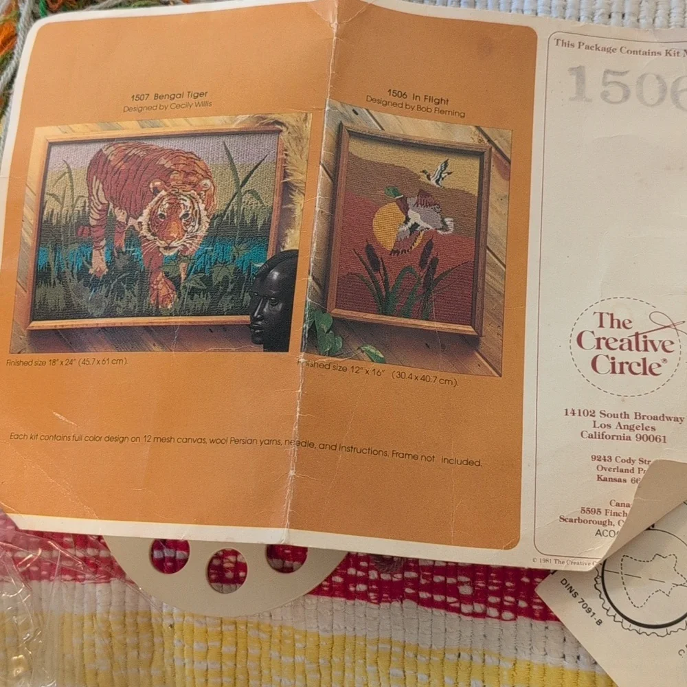 80s‎ Vintage Bengal Tiger Duck Needlepoint Kit - Multicolor